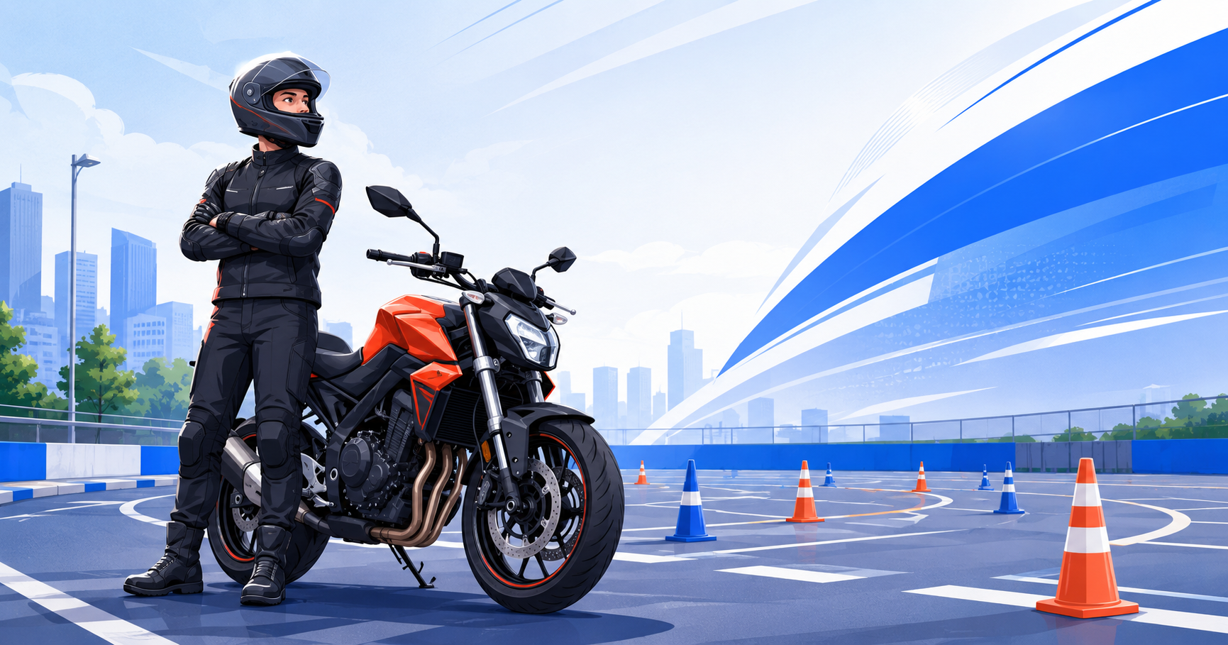 Permis A2 moto à Lille : jeune motard équipé prêt pour la formation